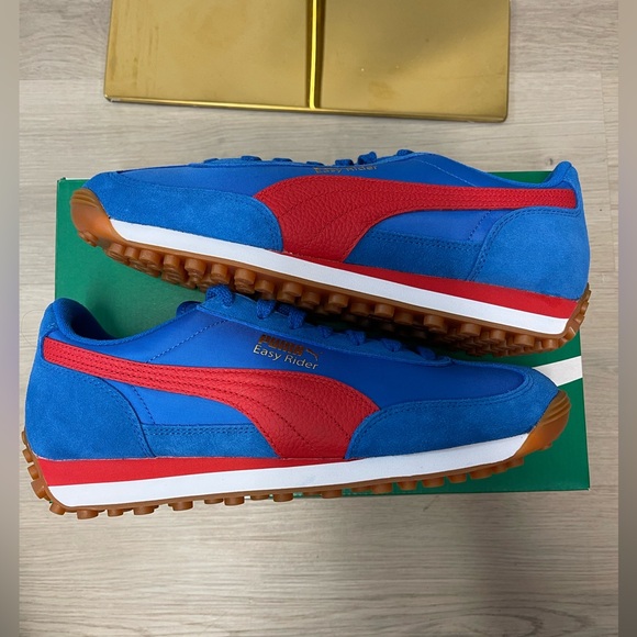 NWB Men’s Pums Easy Rider Vintage in Blue and Red size 10.5 - Picture 4 of 10